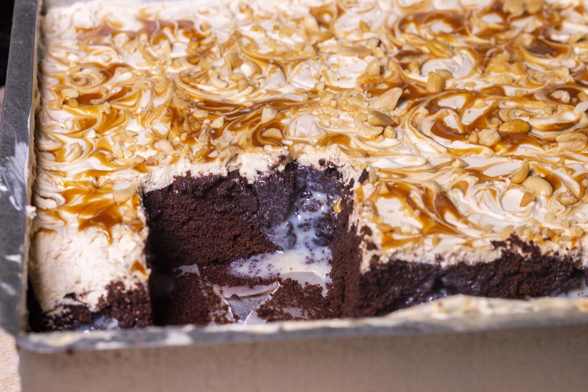 Chocolate Caramel Poke Cake