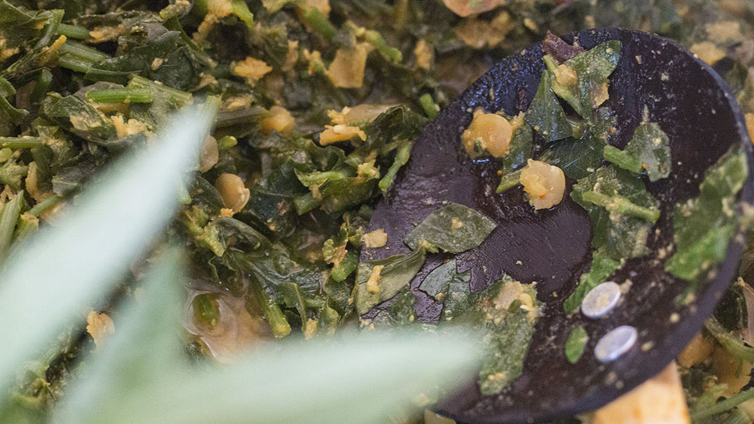 Closeup view of Mukunuwenna Curry