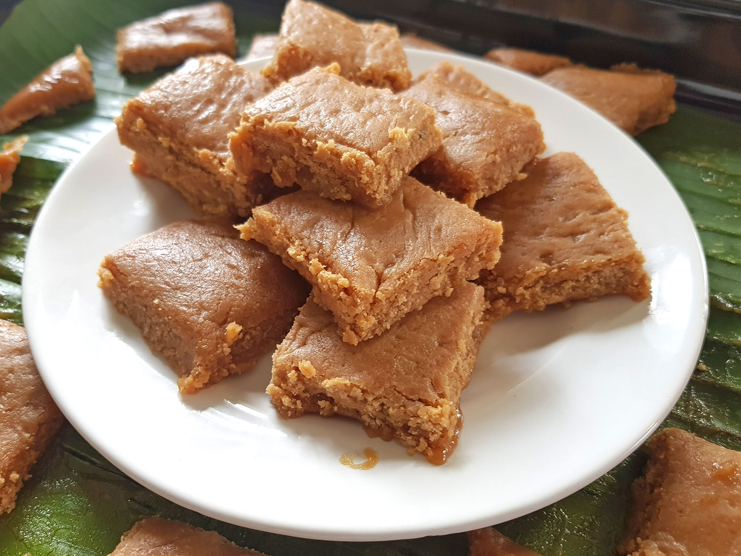 Potato Toffees arranged on a plate